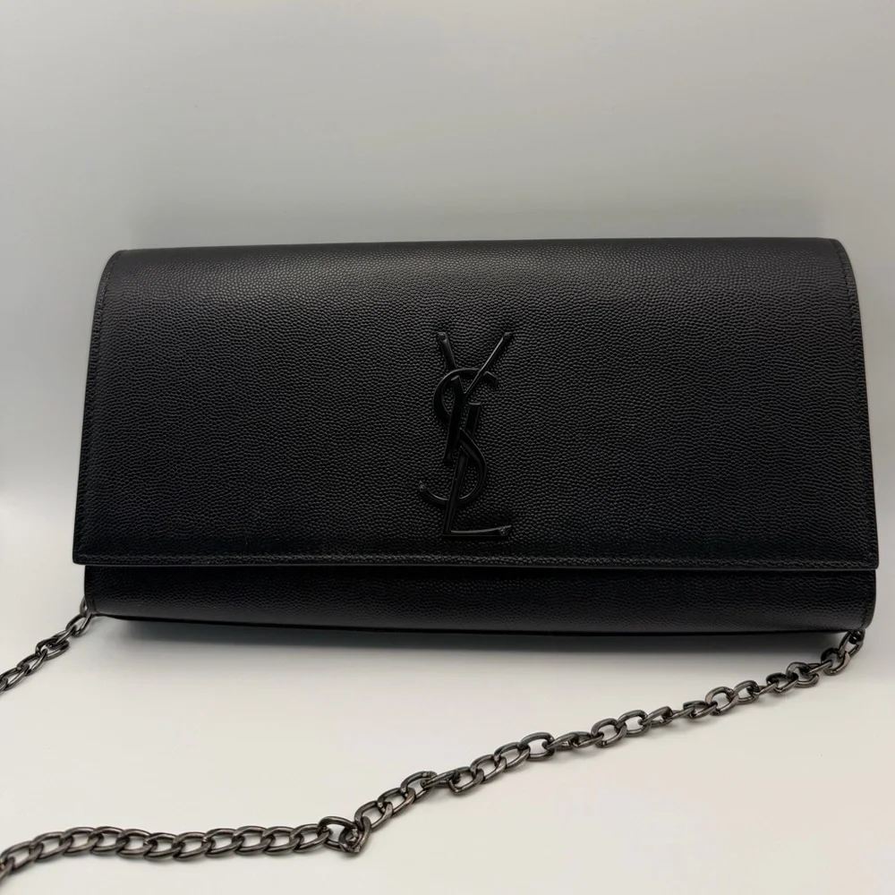 Yves Saint Laurent Black Leather Wallet-on-Chain - Picture 2 of 15